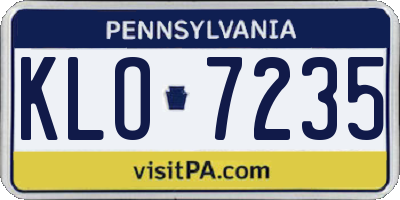 PA license plate KLO7235