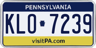 PA license plate KLO7239