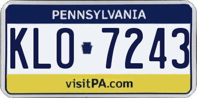 PA license plate KLO7243