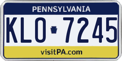 PA license plate KLO7245