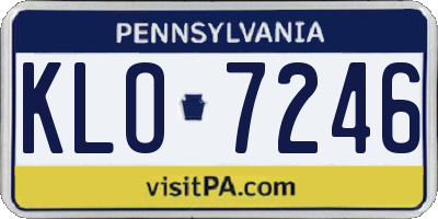 PA license plate KLO7246