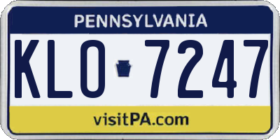 PA license plate KLO7247