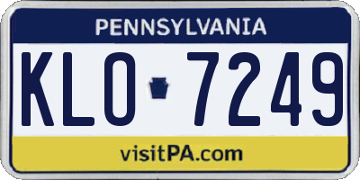 PA license plate KLO7249