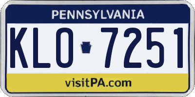 PA license plate KLO7251