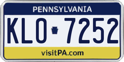PA license plate KLO7252