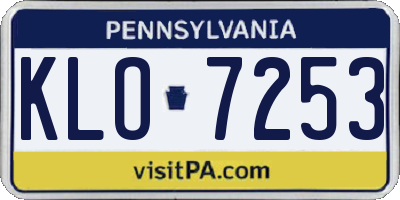 PA license plate KLO7253