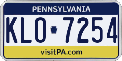 PA license plate KLO7254