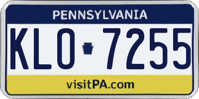 PA license plate KLO7255
