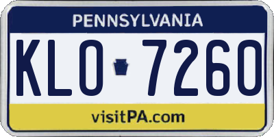 PA license plate KLO7260