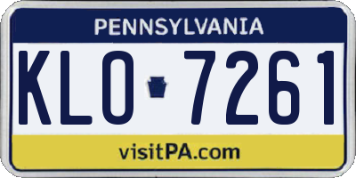 PA license plate KLO7261