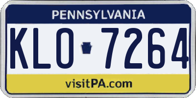 PA license plate KLO7264