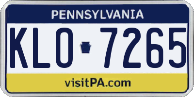 PA license plate KLO7265
