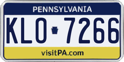 PA license plate KLO7266