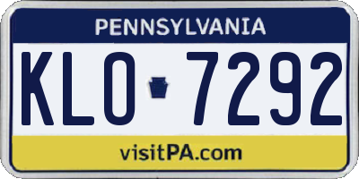 PA license plate KLO7292