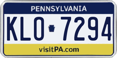 PA license plate KLO7294