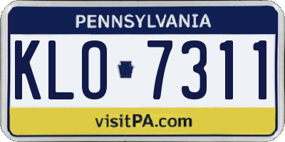 PA license plate KLO7311