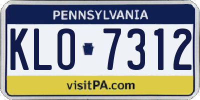 PA license plate KLO7312
