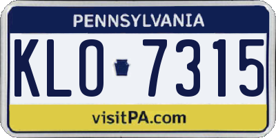 PA license plate KLO7315