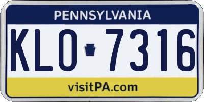 PA license plate KLO7316