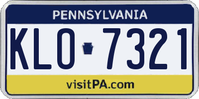 PA license plate KLO7321
