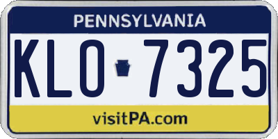 PA license plate KLO7325
