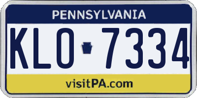 PA license plate KLO7334