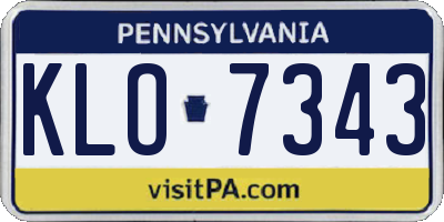 PA license plate KLO7343