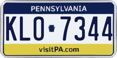 PA license plate KLO7344