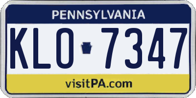 PA license plate KLO7347