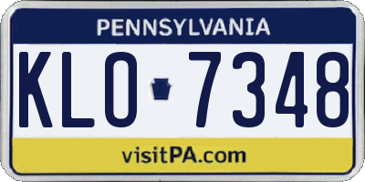 PA license plate KLO7348