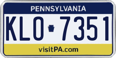 PA license plate KLO7351