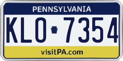 PA license plate KLO7354