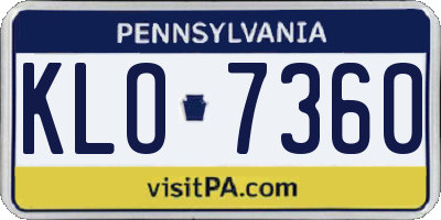 PA license plate KLO7360