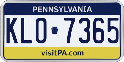 PA license plate KLO7365