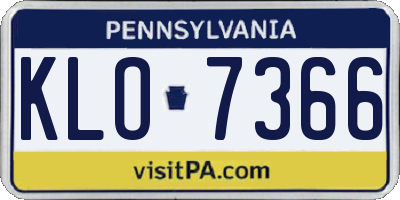 PA license plate KLO7366