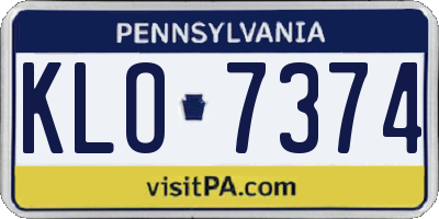 PA license plate KLO7374