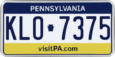 PA license plate KLO7375