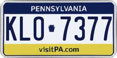 PA license plate KLO7377