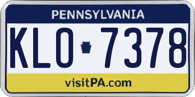 PA license plate KLO7378