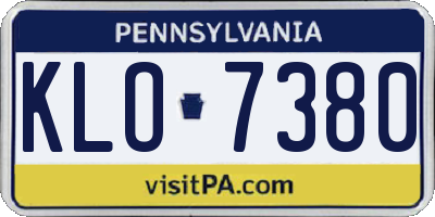 PA license plate KLO7380