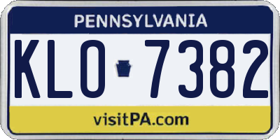 PA license plate KLO7382