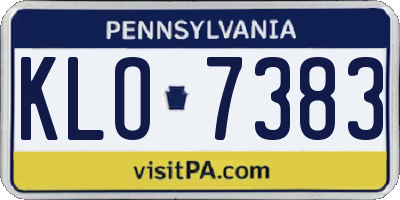 PA license plate KLO7383