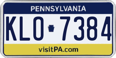 PA license plate KLO7384