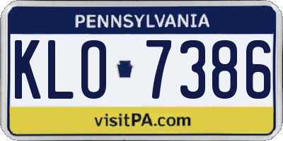 PA license plate KLO7386