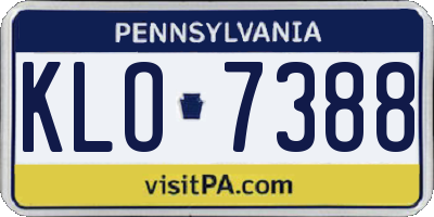 PA license plate KLO7388