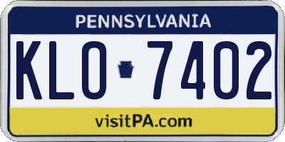 PA license plate KLO7402