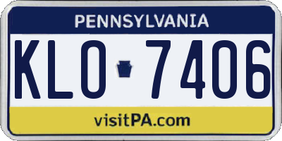 PA license plate KLO7406