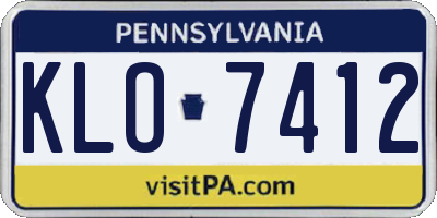 PA license plate KLO7412