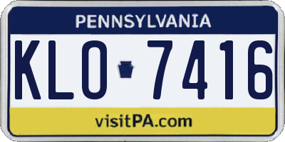 PA license plate KLO7416
