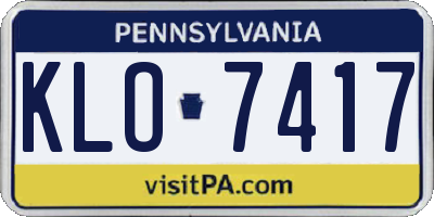 PA license plate KLO7417